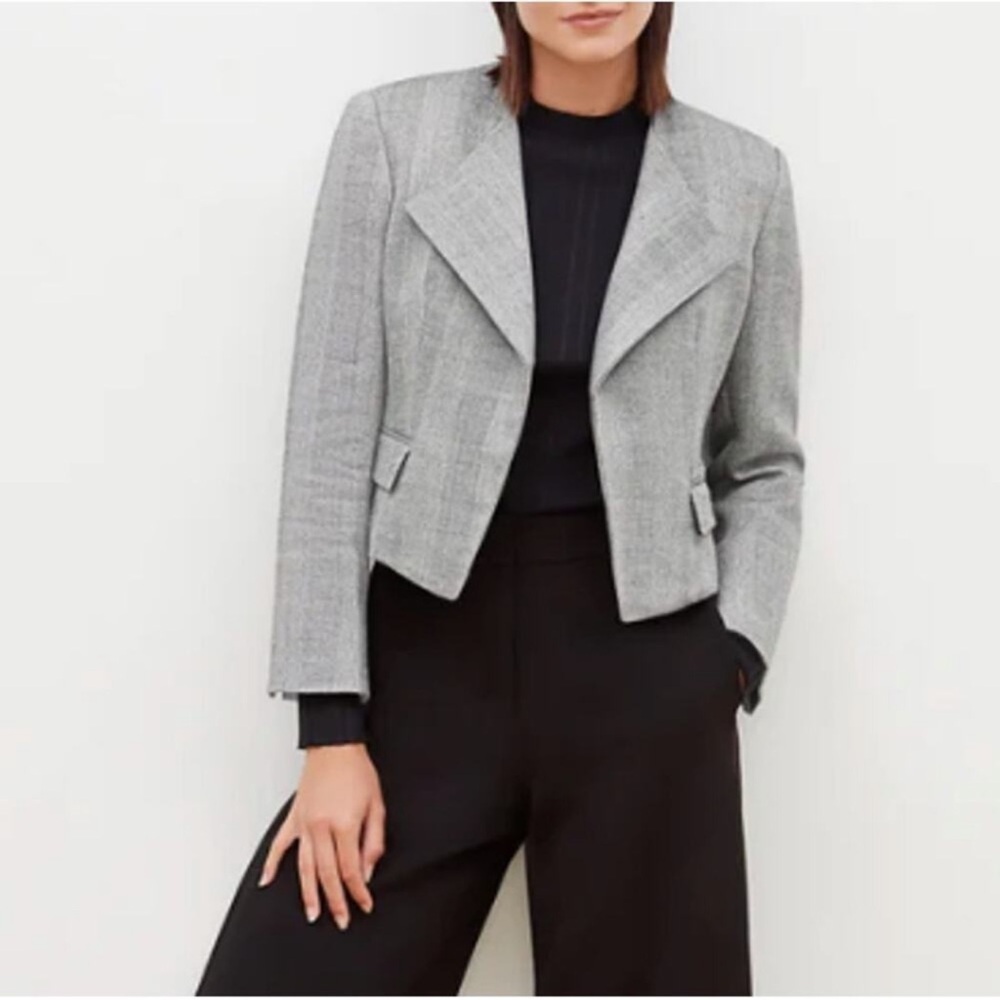 MM Lafleur Gray Cropped Tailored Blazer